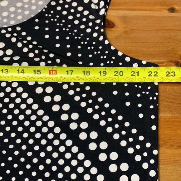 Tanjay Petite Navy Blue Sleeveless Office Top, Soft, Stretch, Polka Dots - Picture 4 of 9
